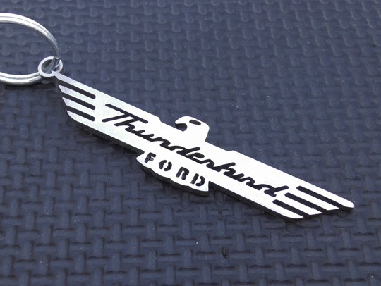 Ford Thunderbird Blue Spun Brushed Metal Key Ring